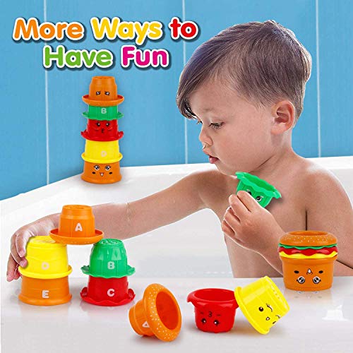 BCJ20001 Baby Bath Toys Games - Dolphin Waterfall Station Spin and Flow Bathtub Toys with Fishing Games Stacking Cups Squirt Fish Tub Water Toy for Toddlers Kids Infant Girls and Boys Fun Bath Time Gift
