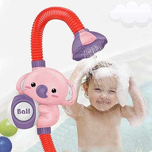 QC21002-Pink  Growinlove Baby Bath Shower Head Toy, Electric Elephant Baby Bath Toys Sprinkler Bathtub Toy for Kids, Bath Time Toy for Newborn Babies Boys Girls