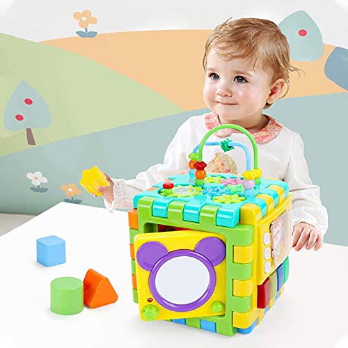 GY18003 Baby Activity Musical Educational Toy Activity Centre Musical Cube Play & Learning Toy with Music & Light Shape Sorter for Boys and Girls Toddlers