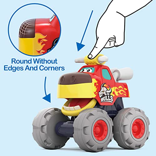 HL22002 Toys for 1 Year old Boys , 3 Pack Monster Trucks Toddler Toys Pull Back & Friction Powered Cars Vehicles Set Racing CarToys for 1 2 3 Year Old Boys Girls Gifts for 12 Month and Up Baby Toy