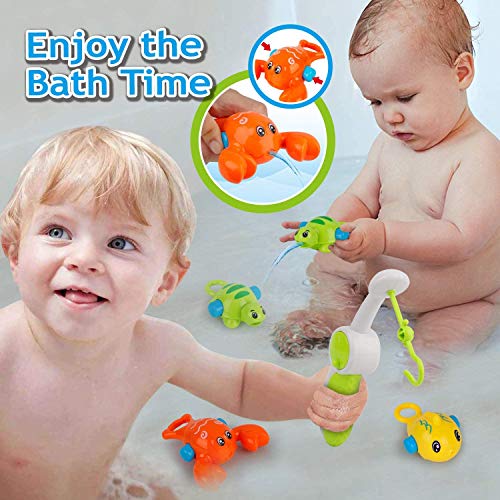 BCJ20001 Baby Bath Toys Games - Dolphin Waterfall Station Spin and Flow Bathtub Toys with Fishing Games Stacking Cups Squirt Fish Tub Water Toy for Toddlers Kids Infant Girls and Boys Fun Bath Time Gift