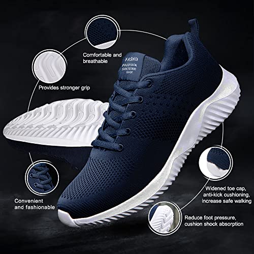 Men's Trainers Road Running Shoes Casual Mesh Athletic Trainers for Gym Sports Fitness Size 7 Blue