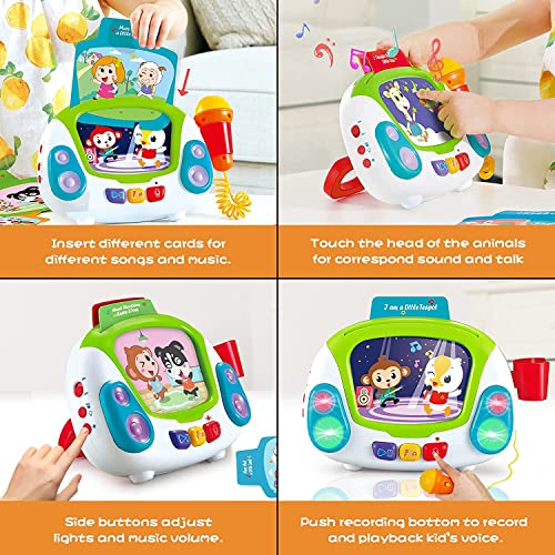 HL22003 Selfdrivepal Music Toys for Kids, Karaoke Microphone Music Player with Singing Recording & Voice Changing Function Learning Educational Jukebox Gift Toy Musical Toy for 2 3 4 Years Old Boys & Girls