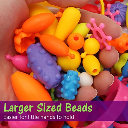 HS21002 Happytime Snap Pop Beads Girls Toy 420 Pieces DIY Jewelry Marking Kit Fashion Fun for Necklace Ring Bracelet Art Kids Crafts Birthday Fun Gifts Toys for 3, 4, 5, 6, 7 ,8 Year Old Kids Girls