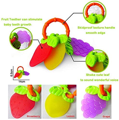 ZM15015-Plus Rattle Teether Set Baby Toy - Sensory Baby Toy 0-12 Months Shaker Grab Rattle Baby Infant Newborn Toys Early Educational Toys for 3 6 9 12 Month Boys Girls