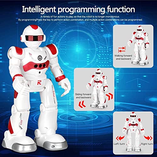 LZ19005-Red  Remote Control Robot Toy - Programmable RC Robot, 2.4GHz Sensing Gesture Control, Multi-function Smart Options, Boys Girls Toys for 6 Years and Up (Red)