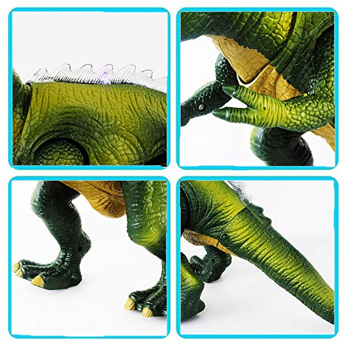 TOP19028-Green Remote Control Dinosaur Electric Toy Kids RC Animal Toys Dinosaur Walking and Roaring Realistic T-Rex Robot Toys for Toddlers Boys Girls Green