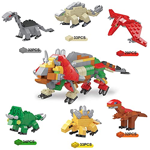 BY21001 Filled Easter Eggs with Dinosaurs Building Blocks, 12PCS Eggs Toys for Kids,Party Suprise Toys in Basket Filler, Classroom Prize Toys
