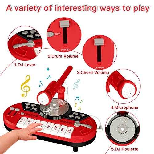 HJ22002 Keyboard Piano with Microphone - 8 Keys Multifunctional Portable Electronic Piano with Kids Microphone, Early Learning Educational Musical Instrument Toy, Musical Gift for Boys & Girls