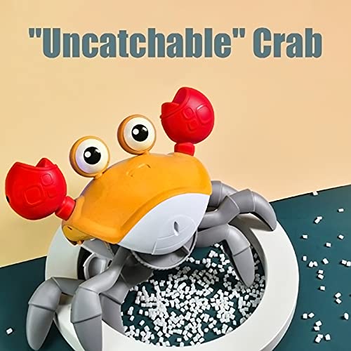 Growinlove Crawling Crab Baby Toy, Interactive Tummy Time Crab Toy with Music, Lights and Obstacle Avoidance Feature, USB Rechargeable Dancing Toy for Babies Boys Girls