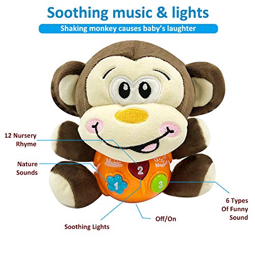 SLE20006 Baby Musical Toy Baby Doll - Infant Toy Musical Toy for Baby Toy Newborn Plush Figure Toy Toddler Plush Gift Soother Doll Partner Baby Monkey
