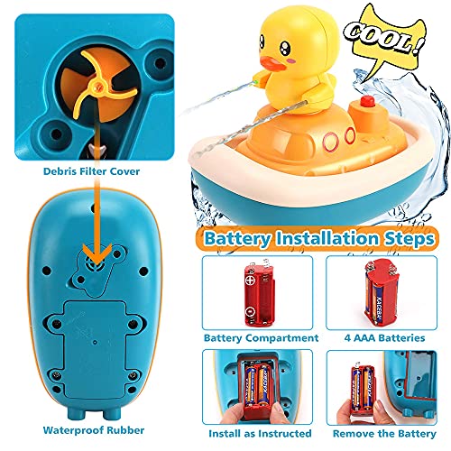 Baby Bath Toys Duck Sprinklers - Electric Duck Adjustable Shower Head Water Spray Bathtub Toy, Duck Squirt Water Toys, Floating Boat Bath Toys, Baby Kids Toddler Shower Gifts for 1 2 3 4 5 Year Olds