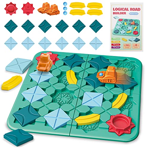 HJ22003 Growmemes Logical Road Board Game - Brain Teasers Puzzle Game, 118 Challenges And 4 Level Difficulty, Educational Learning Toys, Family Games Stem Toys, IQ Toys for 3 4 5 Years Old Boys Girls