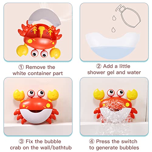 TOP22007 Charmspal Toddler Bath Toy Bubble - Crab Bath Toys for Kids - Bathtub Toys Musical Bubble Machine - Bath Toys with Suction Cups Music - Bath Gifts for Boys and Girls