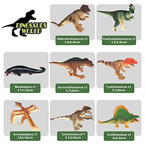 HJ21001-Blue Dinosaur Toys Game for Kids - Dinosaur Playsets for Toddlers Dinosaur Playset with Dinosaur Play Mat Dinosaur Egg Packaging Dinosaur Gifts for Kids 3 5 7 Years Old