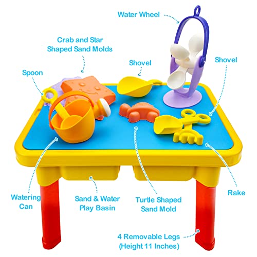 HYY19004  Sand and Water Table for Toddlers – 3in1 Indoor & Outdoor Water Table for Kids – Portable Baby Water Table with Cover and Toddler Beach Toys – Sensory Bin Table for Babies & Toddlers