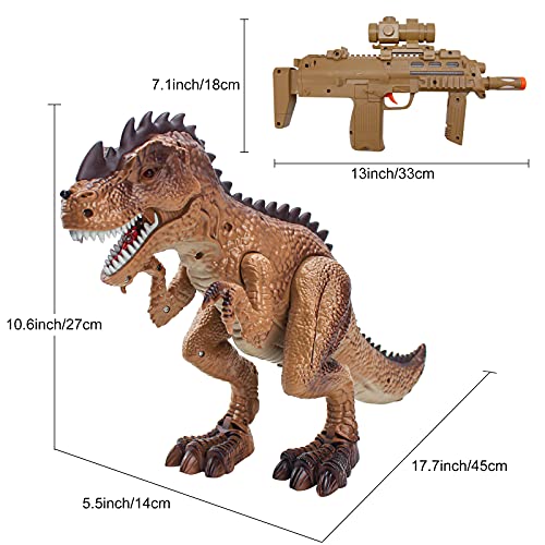 WS21001 RC Dinosaur Toys for Kids 8-12, Large Realistic Walking TRex Toy Shooting Game Battle Attack Robot Tyrannosaurus Rex Dinosaur Toys with Roaring Sound Lights, Christmas Birthday Gift for Boys Girls 3+