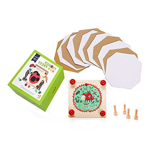 MD0071 Kids' Flower & Leaf Press Nature Crafts Wooden Art Kit Outdoor Play Learning Toy Creativity Pressed Flower Art Kit DIY Recycle Floral Press Gift for Kids & Teens, Girls & Boys