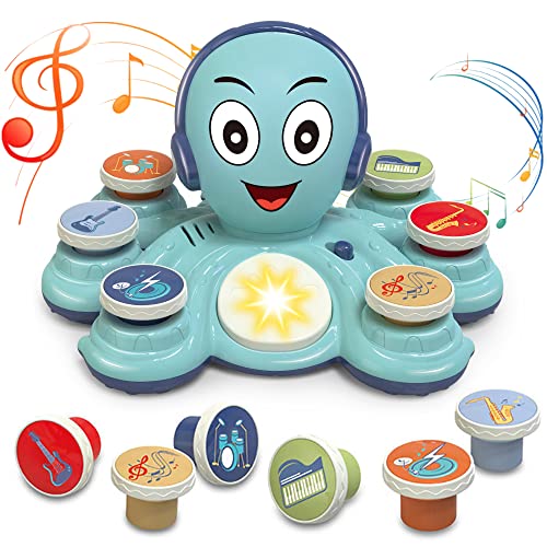 RJ21001 Growinlove Baby Musical Toys for Toddlers Rock Octopus Music Toys, Educational Toys for Baby Toddler, Baby Present Interactive Musicial Toy for 1 2 3Year Old Girls/Boys