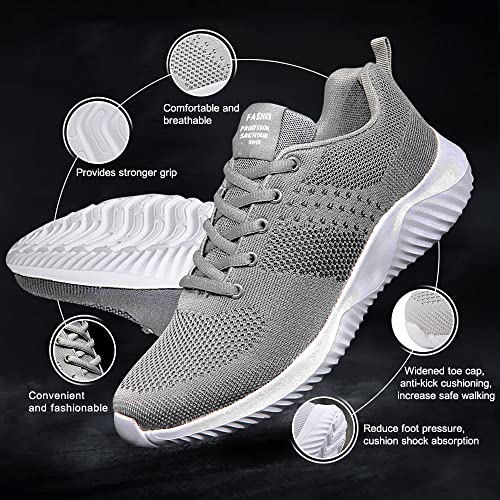 Men's Trainers Road Running Shoes Casual Sports Shoes Slip on Trainers Fitness Running Athletic Competition Trainers Size 11 Grey