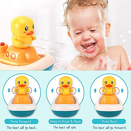Baby Bath Toys Duck Sprinklers - Electric Duck Adjustable Shower Head Water Spray Bathtub Toy, Duck Squirt Water Toys, Floating Boat Bath Toys, Baby Kids Toddler Shower Gifts for 1 2 3 4 5 Year Olds