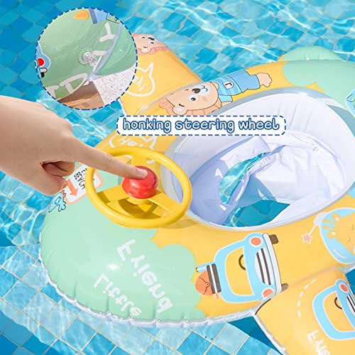 WM22012 Kids Pool Floats Inflatable Swimming Float, Baby Water Float Toys with Steering Wheel and Horn, Swimming Ring with Seat for Kids
