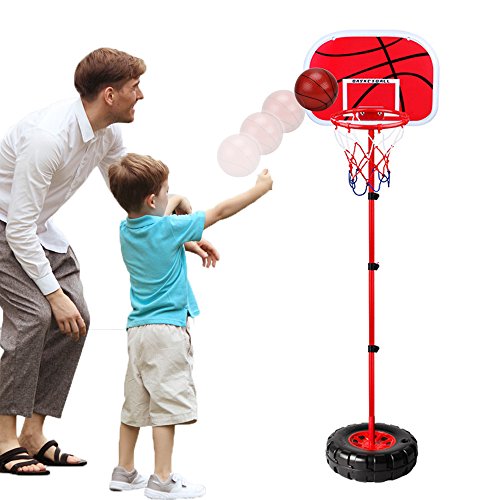 TOP17008 Kids Adjustable Protable Basketball Set TOP17008 Kids Basketball Stand with Net and Ball Outdoor Indoor Adjustable Sport Game Play Set for 3 Years Old and up Toddler Baby Sports