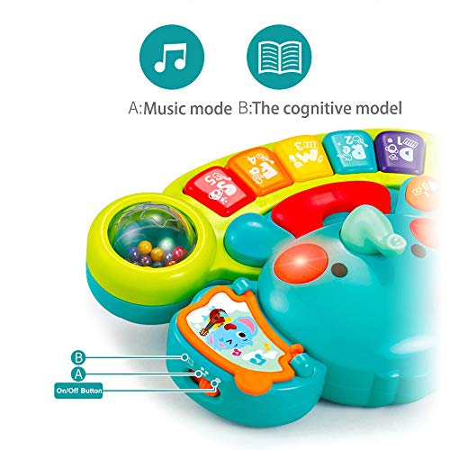 HL3135 Baby Toys 6 Months Plus Musical Toy - Toddler Piano Keyboard Toys Educational Learning Toy Music Activity Center Flashing Lights & Sounds Elephant Musical Toys for 6 Months + Baby Girls Boys Infants