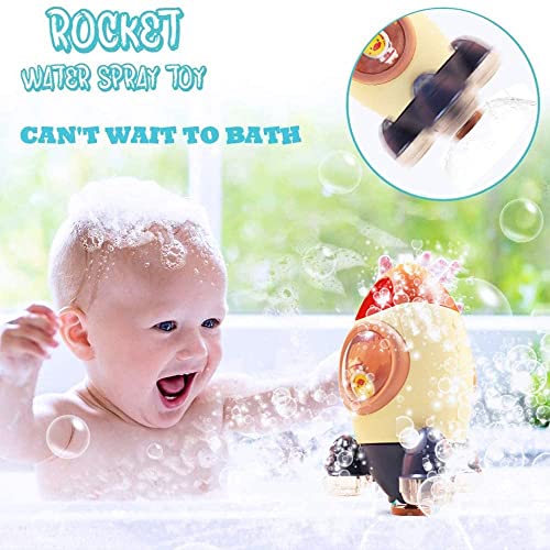 TOP20006-Purple  Baby Bath Toys - Childs Bath Toys, Fun Bath Time Tub Toy, Spray Water Bathtub Toy, Space Rocket Fountain Shower Game Toys Gift for 1-2-3-4 Year Old Toddlers Boys Girls Kids
