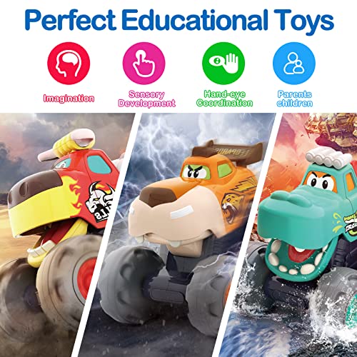 HL22002 Toys for 1 Year old Boys , 3 Pack Monster Trucks Toddler Toys Pull Back & Friction Powered Cars Vehicles Set Racing CarToys for 1 2 3 Year Old Boys Girls Gifts for 12 Month and Up Baby Toy