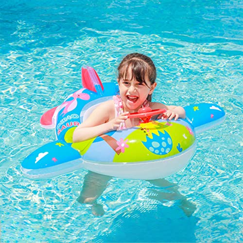 WM22011 Growinlove Inflatable Airplane Swimming Float for Kids, Baby Swim Float with Steering Wheel and Horn, Baby Safe Summer Fun Pool Floats for Kids