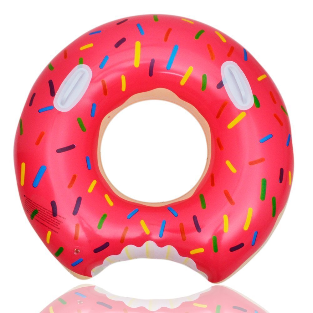 Swimming Pool Floats Swim Rings - HQ17001-Pink Summer New Design Handhold Donut Inflatable Swim Pool Ring Red Brown for Adults Toddler Kids (Red)