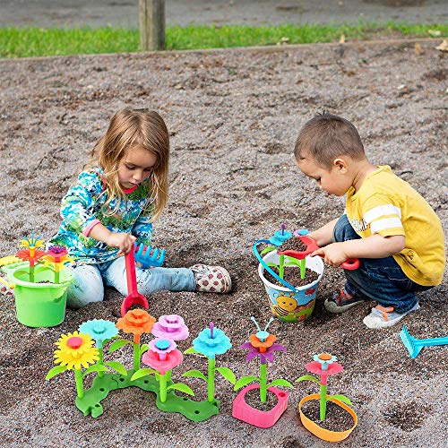 TS20002 Happytime Flower Garden Building Toy Set -109 Pcs Build a Bouquet Floral Arrangement Playset Pretend Gardening Blocks Educational Creative Craft Toys for 3, 4, 5, 6 7 8 Year Old Toddlers Kids Girls