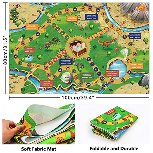 WISHTIME Dinosaur Play Mat with Big Dinosaur Eggs - Dinosaur Toys Figures and Activity Play Mat Best Gifts for 3 4 5 6 7 Years Old Kids Boys Girls