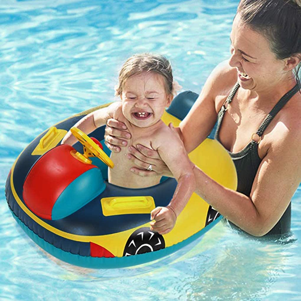 Cute Child Kids Inflatable Pool Float PVC Summer Swim Float Air Bed Lake Boat Swimming Floats with 2 Handles Surfing Raft Bodyboard Floating Mattress Seat Swim Ring for Girls Boys 1-5 Years