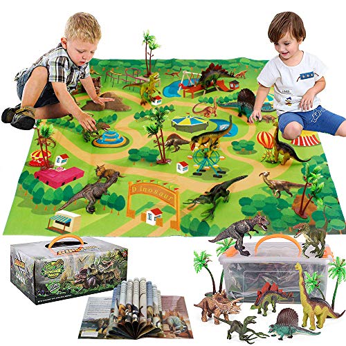 HANMUN Dinosaur Toys Playset for Kids - Toddler Dino Toy Dinosaur Figure with Play Mat Realistic Toy Dinosaur Playset for Kids - Dino for Boy Animal Toy for Kids 3-4-5-6 Years