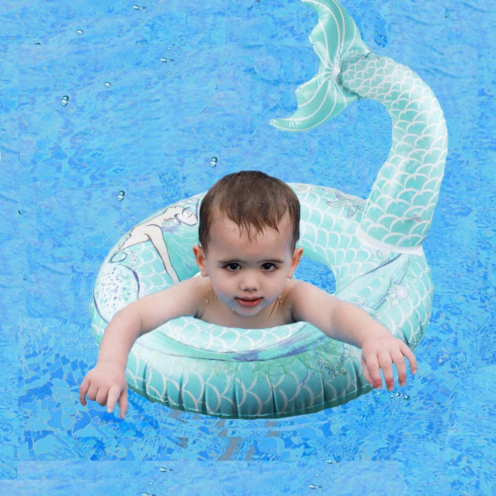 Cute Mermaid Tail Pool Float 30 Inches Cute Mermaid Inflatable Pool Float Swimming Ring Summer Party Beach Lounge Lilos for Kids