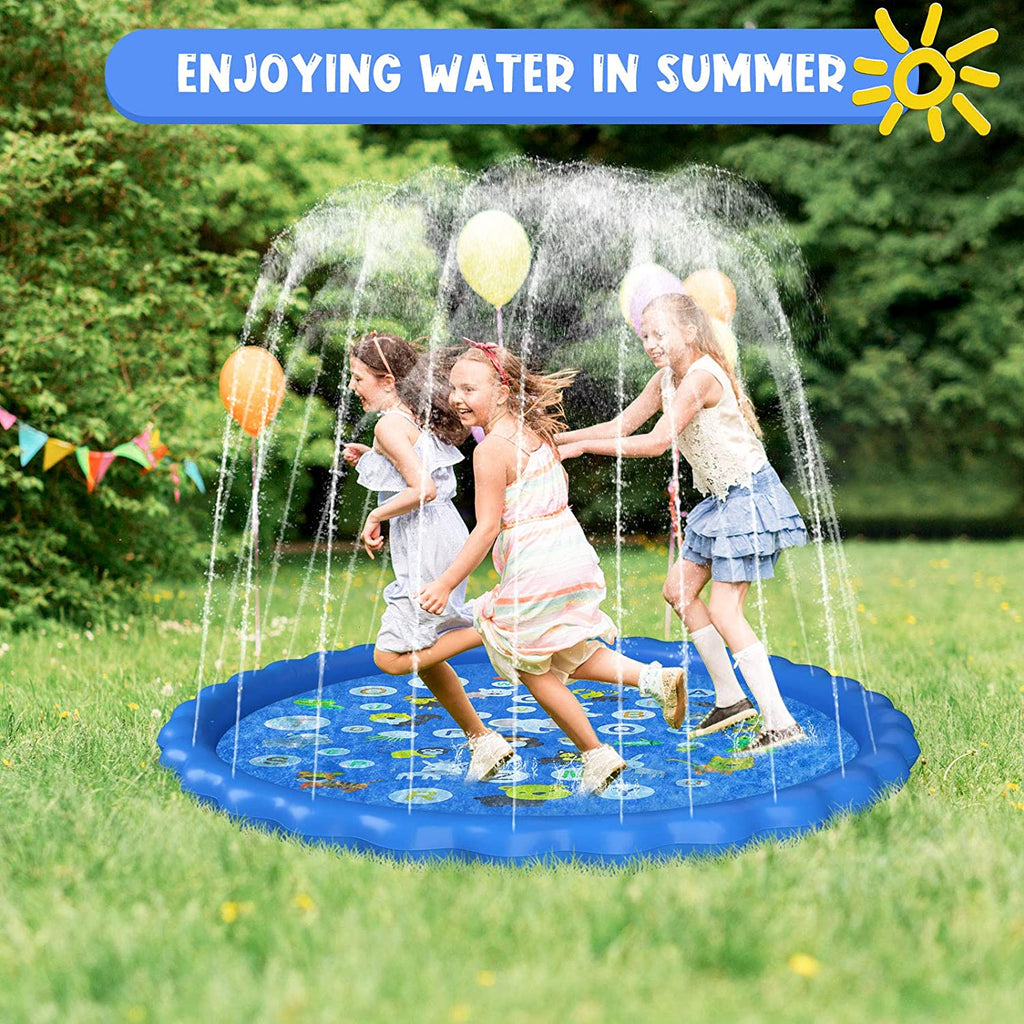 68In Splash Pad, Outdoor Sprinkler Splash Mat Inflatable Swimming Pool for Dogs “Animals & from A to Z”