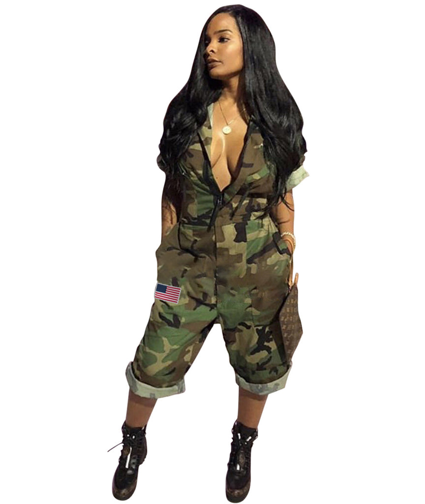Women's European and American Sexy Camouflage Jumpsuit