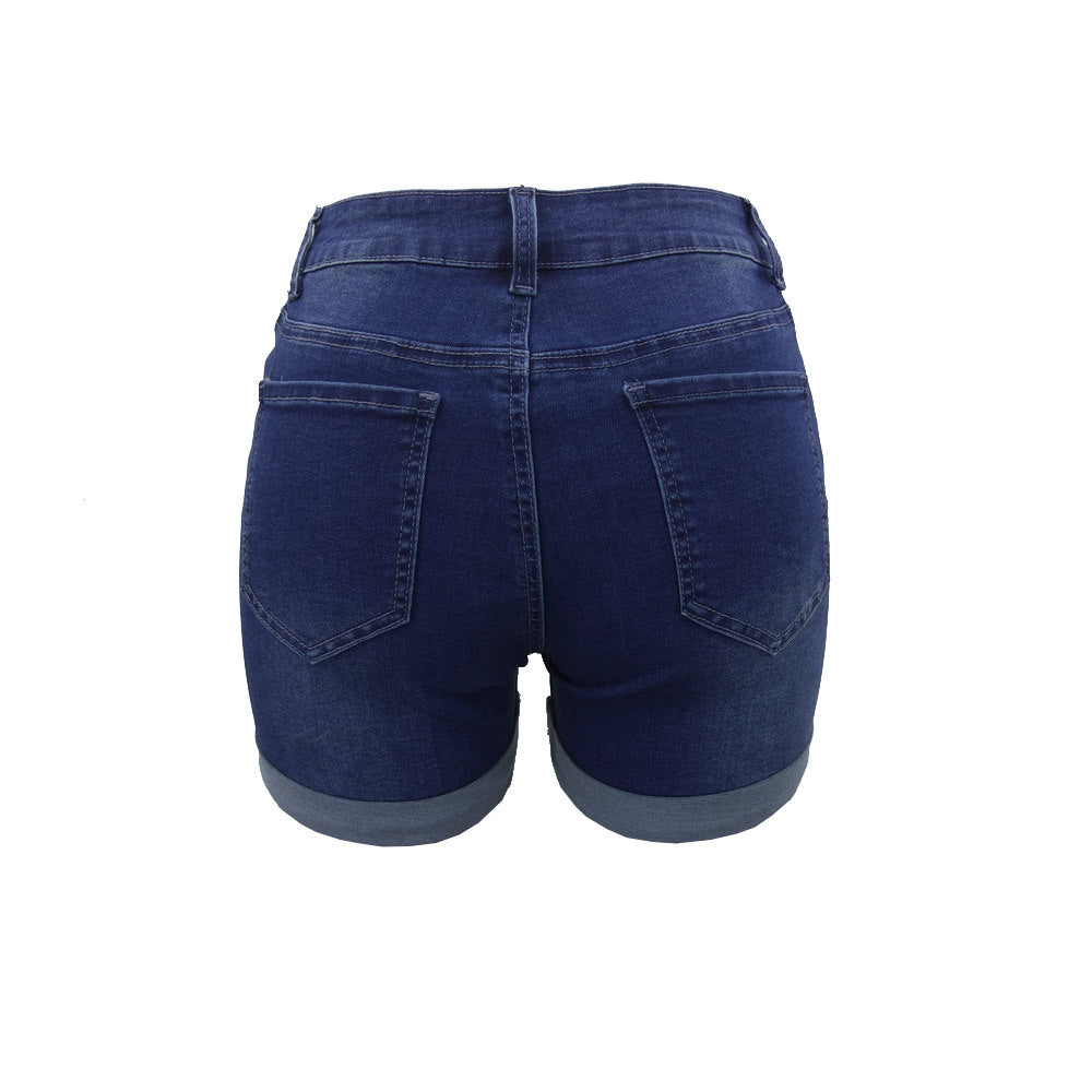 Bestseller Foot-Rolled Denim Shorts Washed Denim Shorts for Women