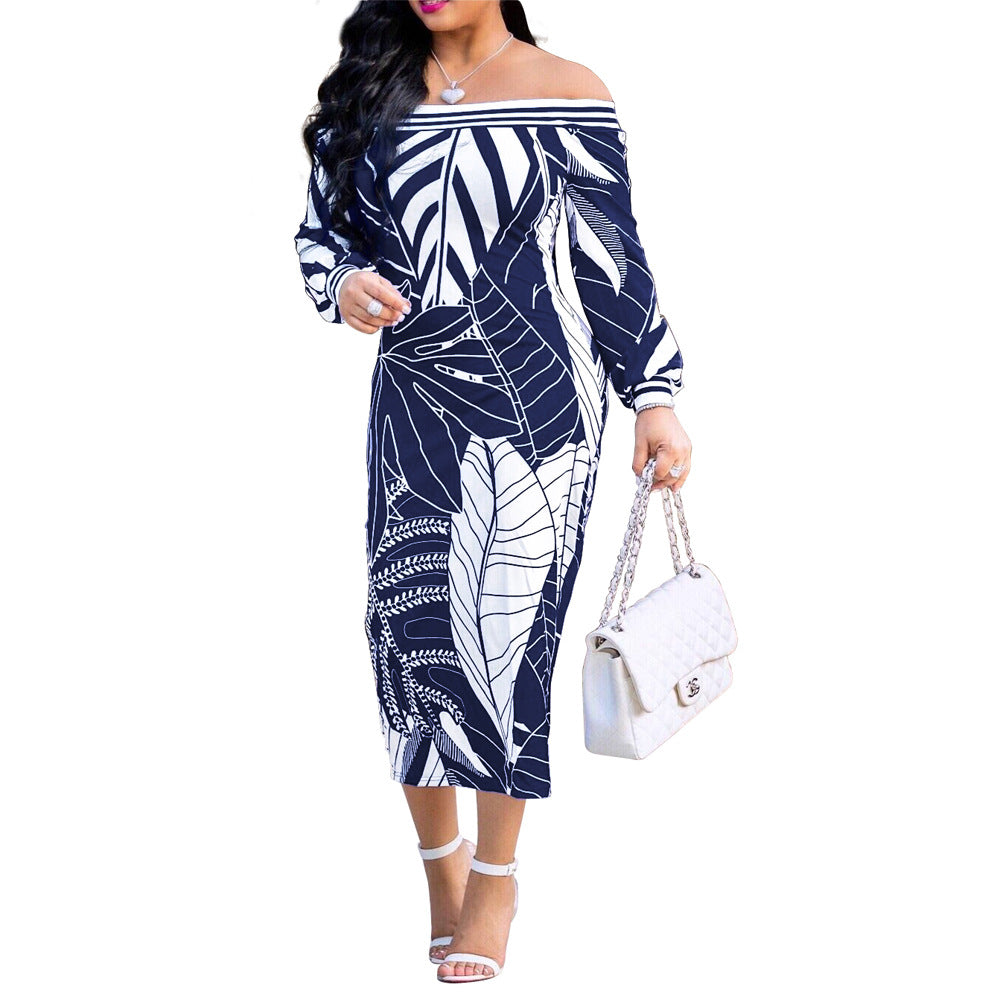 YM-8241 European and American sexy women's printed wrap chest dress