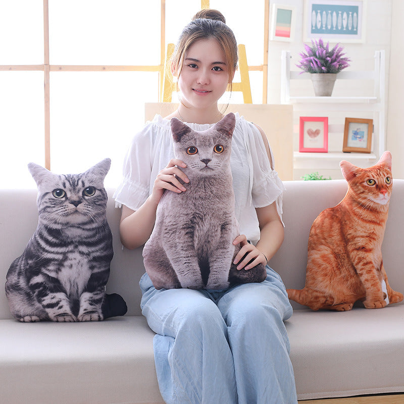 Hot Selling Creative Simulation Cat Animal Throw Pillow Cat Plush Toy Shaped Pillow