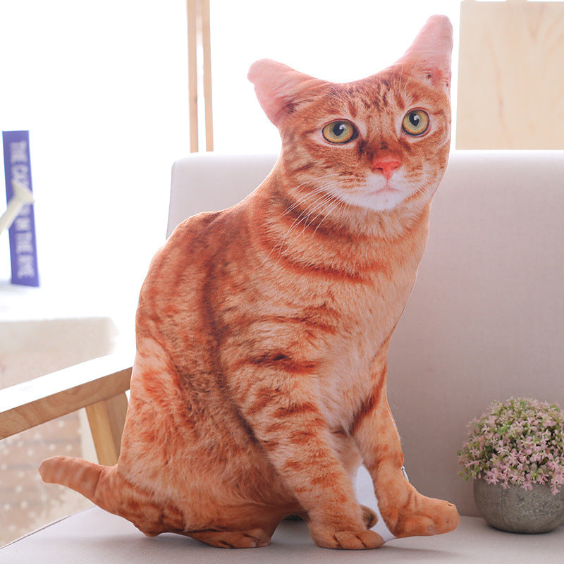 Hot Selling Creative Simulation Cat Animal Throw Pillow Cat Plush Toy Shaped Pillow