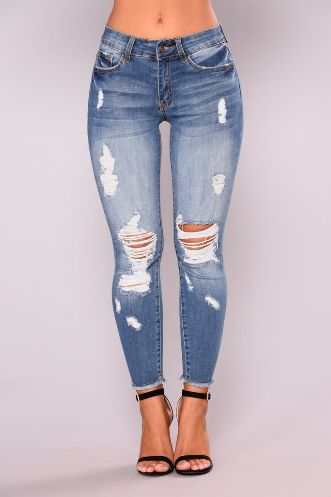 Bestseller High Elastic Cropped Ripped Women's Skinny Skinny Hip Raise Fashion Jeans