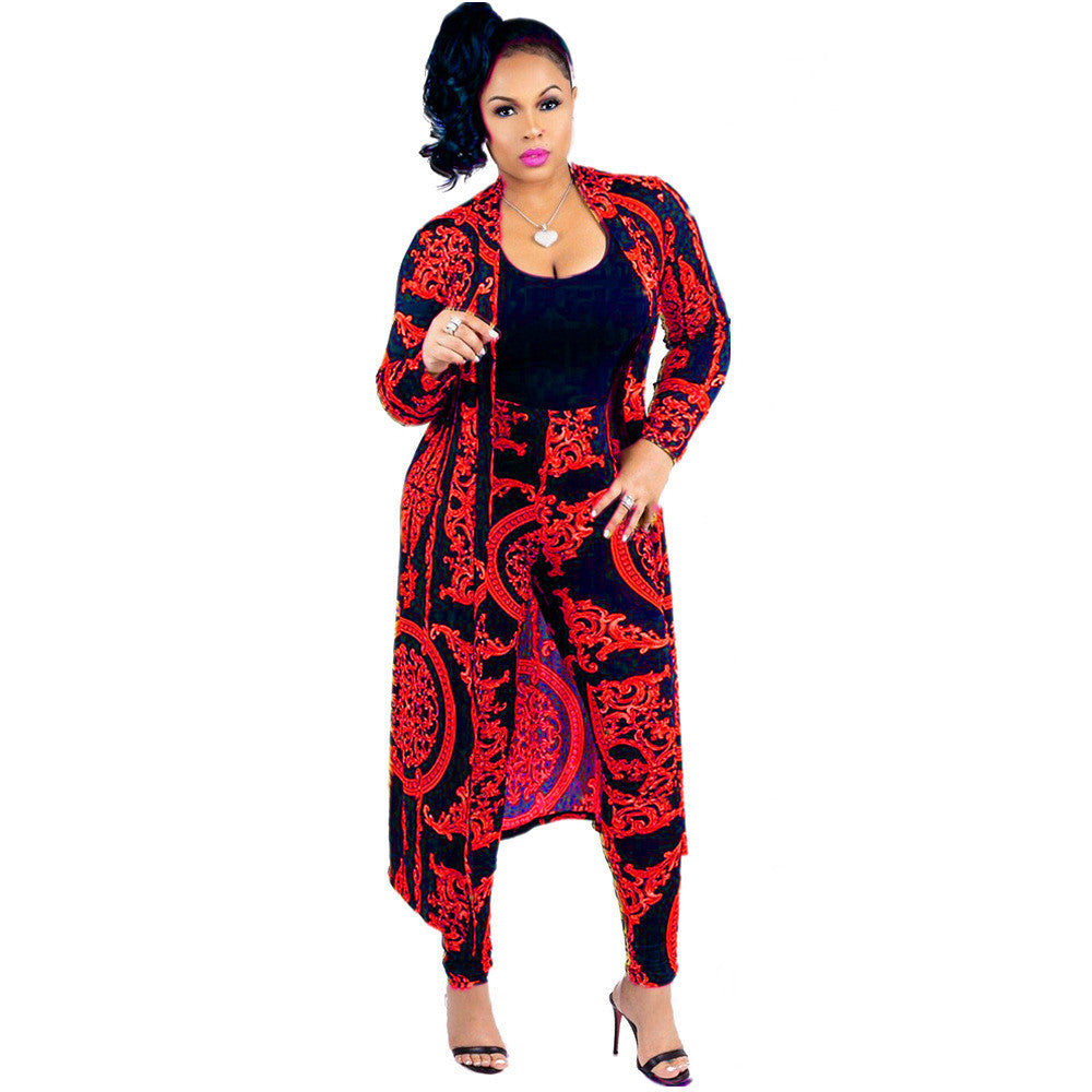 Bestseller European and American Fashion Robe Coat Casual Suit Pants Two-Piece Set