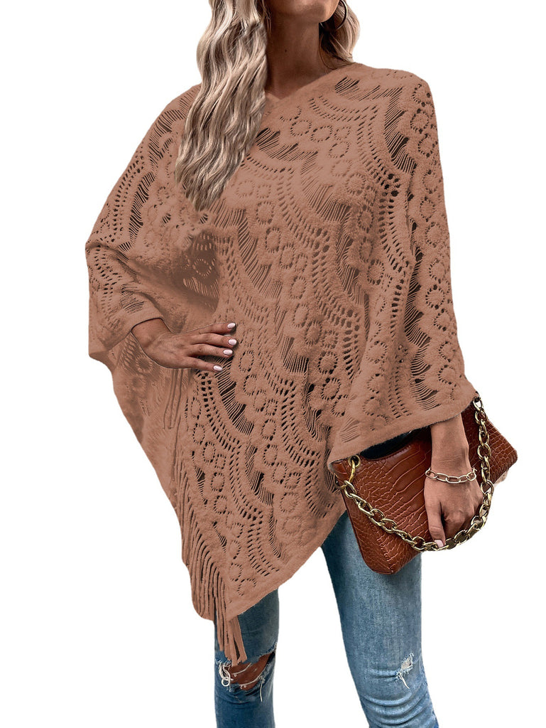 Women's Irregular Tassel Lace Sweater Shawl