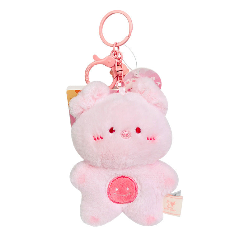 Genuine Creative Plush Smiling Face Healing Animal Car Keychain Package Pendant Soft and Adorable Exquisite Valentine's Day Gift