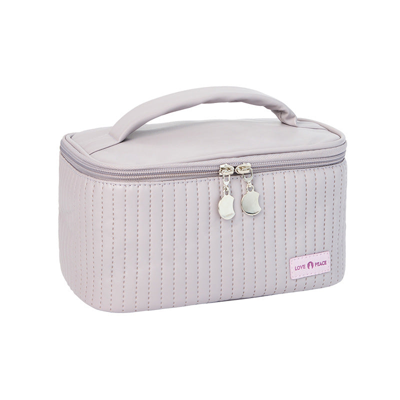 Open Cover Cake Cosmetic Bag Pu Solid Color Portable Toiletry Bag Cosmetic Portable Storage Bag Cosmetic Bag