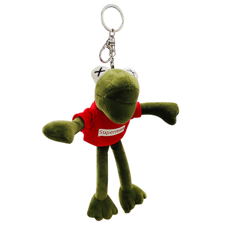 Creative Cartoon Ins Style Trendy T-shirt Plush Frog Series Car Key Ring Bag Pendant Accessories Gift