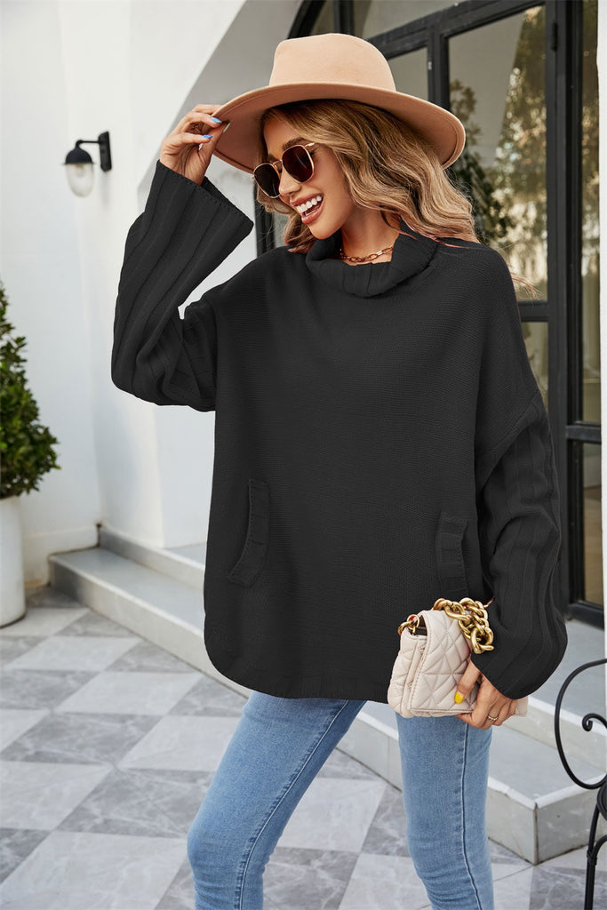 Solid Color Pullover Women's Knitwear Women Loose plus Size Turtleneck Foreign Trade Sweater Women